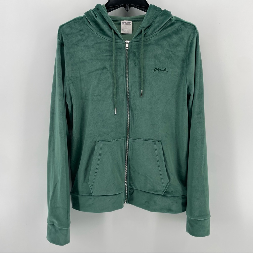 Victoria’s Secret PINK Zipped Sweatshirt Emerald Green Velour M